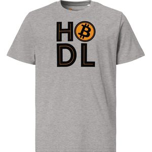 Bitcoin T-shirt - HODL - Unisex - 100% Biologisch Katoen - Kleur Grijs - Maat S | Bitcoin cadeau| Crypto cadeau| Bitcoin T-shirt| Crypto T-shirt| Crypto Shirt| Bitcoin Shirt| Bitcoin Merch| Crypto Merch| Bitcoin Kleding
