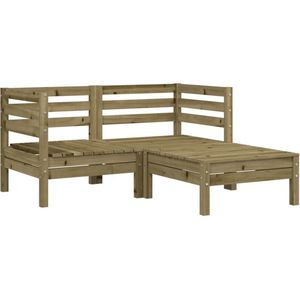 vidaXL Tuinbank 2-zits met voetenbank - Grenenhout Tuinbank - Pallets Bank - Buitenbank - Lounge Set - Teak Bank