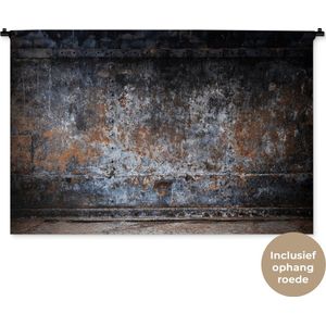 Wandkleed - Wanddoek - IJzer - Vintage - Roest - Grijs - Bruin - Abstract - 150x100 cm - Wandtapijt