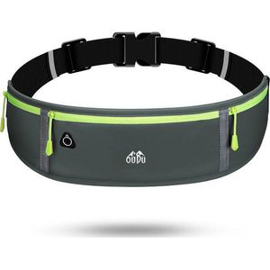 Heuptasje sport – running belt - verstelbare buideltas van 60 tot 120 cm - waterafstotend - grijs