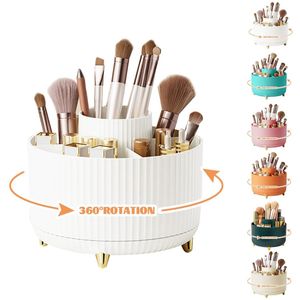 Unyqoos® 360 graden draaibare make-up organizer met vijf opbergvakken voor cosmetica en penselen in wit