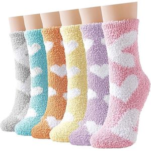 6 paar thermische sokken voor dames - Winter thermische sokken voor dames - Warme vloersokken - Slaapsokken - Zacht koraalfleece materiaal - Dikke fleece binnenpantoffelsokken - Kerstcadeau