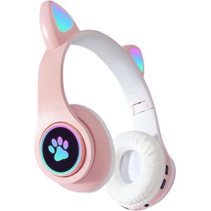 KINSI Bluetooth Gaming Headset - Stylish Kat Oor Design met LED - Verlichting! Perfect voor Meisjes, Compatibel met Alle Apparaten (Tablet / Computer / Telefoon)