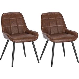 Rootz Set van 2 Eetkamerstoelen - Accentstoelen - Gestoffeerde stoelen - Kunstleer - Ergonomisch en comfortabel - Robuust en stabiel - Vloerbescherming - 81,5 cm x 38 cm x 43 cm