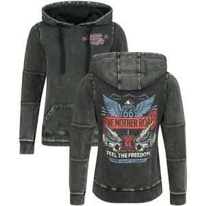 Rock Rebel by EMP grijs gewassen look hoodie met rugprint - Dames - M