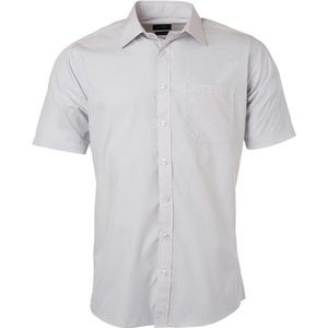 James and Nicholson Herenshort Poplin Shirt met korte mouwen (Lichtgrijs)