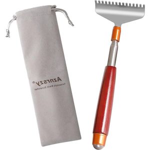 Uitschuifbare Grote Rugkrabber voor Mannen en Vrouwen - Volwassenen - 61 cm Lang - Houten Handvat - Massage Roller - 15-Tanden Klauw - Stalen Hand Massagers - Donkerrood massage roller