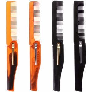 Set van 4 inklapbare en draagbare kunststof klapkammen met fijne tanden in verschillende kleuren, ideaal voor haarstyling en baardverzorging bij heren