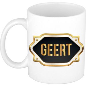 Geert naam cadeau mok / beker met gouden embleem - kado verjaardag/ vaderdag/ pensioen/ geslaagd/ bedankt