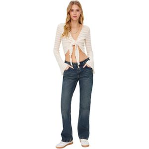 Trendyol Donkerblauwe Lage Taille Rechte Jeans Twoss24Je00100