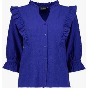 TwoDay dames blouse met ruches kobalt blauw - Maat XXL