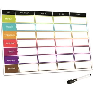 CKB ltd - Weekplanner whiteboard planbord - week planner - Maaltijdplanner menuplanner Fitness voeding schema - Dieet plan Magnetisch A3