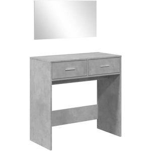 The Living Store Kaptafel met spiegel 80x39x80 cm betongrijs - Kaptafel - Make-up Tafel - Dressingtable - Spiegel - Beton Grijs