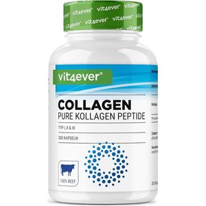 Collageen 300 Capsules - 3000 mg Bioactief Collageen Hydrolisaat Peptiden per dagelijkse dosis - Collageen Type 1, 2 & 3 - Hoge Dosis - Vit4ever