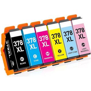 Boxstuff Inkt geschikt voor 378XL - Compatibel met Epson 378 XL - Inkt Cartridge 6-pack voor Epson Expression Photo XP-8500 / XP-8505 / XP-15000 / XP-8600 / XP-8605 / XP-8700 - Pack Kleur en Zwart