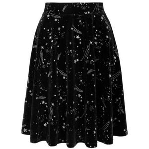 Hell Bunny Cosmic Dust Skirt Dames Medium-lengte rok - zwart/wit - XS