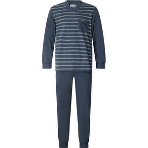 Gentlemen - aangeruwde heren pyjama 114297 - double jersey - V- hals - donkerblauw met grijs - maat M