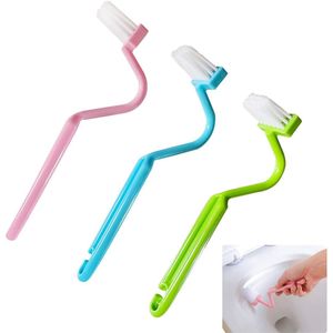 Azomor® Set van drie toiletborstels met gebogen handgreep voor grondige reiniging