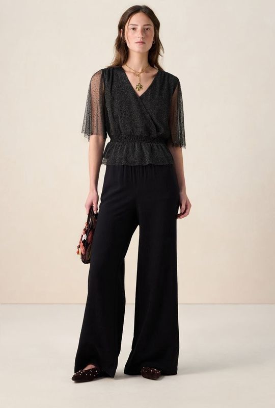 Sissy-Boy - Zwarte high waist wide leg broek