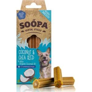 Soopa -  Dental Sticks -  Coconut & Chia Seed - Kokosnoot - Chia zaad - vegan - vegetarisch - hond - kauwstaaf