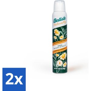 2 x Batiste - Naturally Green Tea & Chamomile - Droogshampoo - 100% Natuurlijke Extracten - Verfrist en Zuivert - 200ml - Droogshampoo - Haarverzorging - Natuurlijke Shampoo - Groene Thee - Kamille