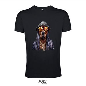 T-Shirt 158an15 Hond met gouden kettingen - xxL