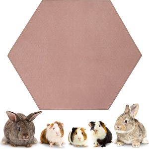 VANESTE Fleece Liner met Antislip dots voor Ren - Konijnenren - Cavia ren - Puppyren - Hondenren - Playpen - Strooiselmat - Plasmat - Stofvrij - Wasbaar - Zeshoekig - Bruin - 1 Stuk