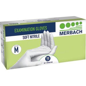 Merbach handschoenen soft-nitrile poedervrij, wit - XS- 40 x 100 stuks voordeelverpakking