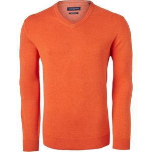 Casa Moda heren trui katoen V-hals - oranje-rood - Maat: XL