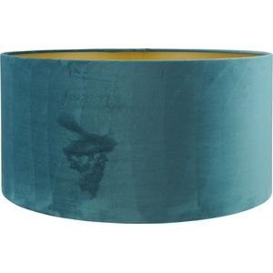 Lampenkap Cilinder - 50x50x25cm - San Remo blauw velours - gouden binnenkant