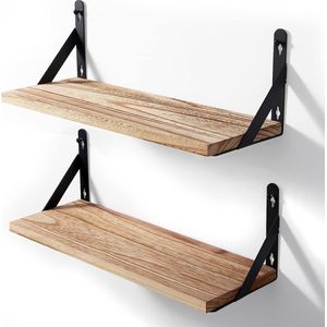Uten Set van 2 Wandplanken - Zwevende Plank - 42.5 x 15.5 x 14 - Lichtbruin