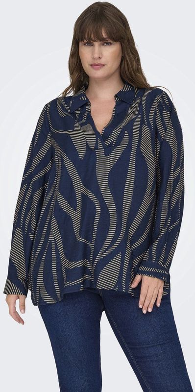 ONLY CARMAKOMA - CARFANNIL LS V-NECK TOP AOP - Dames - Blouse