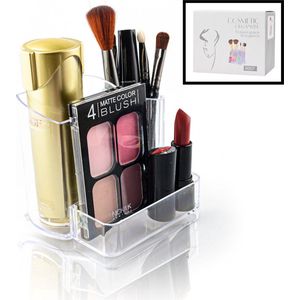Decopatent® Make up Organizer 3 Vakken - Makeup Organizer Transparant - Cosmetica Opbergdoos - Lippenstift Nagellak Brushes Kwast