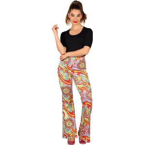 Damesbroek Flared Hippie Flower Power - Dames - Verkleedkleding - Carnavalskleding - Hippie Broek - Maat XXL