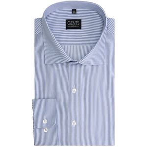 overhemd strijkvrij - Katoen - Blauw-Wit - Maat EU46/XXL