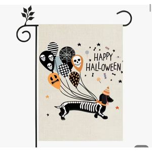 Teckel - Halloween vlag - Happy Halloween - doek teckel - hond - 30x46cm