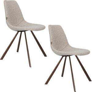 Dutchbone Franky Eetkamerstoelen Bouclé Beige - Set van 2