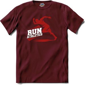 Run Athletics | Hardlopen - Rennen - Sporten - T-Shirt - Unisex - Burgundy - Maat L
