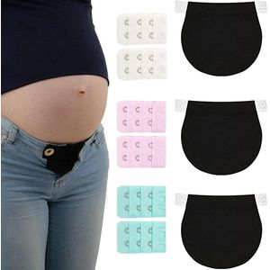 Allecto plus - Zwangerschapsbroek verlengingen en beha vergroter set voor zwangere vrouwen - Verstelbaar en elastisch - 3 stuks verlengingen - 6 stuks beha vergroter - Zwangerschapsgordelverlenging - Voor jeans broeken - Comfort tijdens zwangerschap