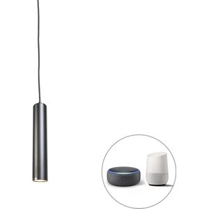 QAZQA tuba - Moderne LED Smart Hanglamp incl. wifi - 1 lichts - Ø 5.5 cm - Zwart - Industrieel - Woonkamer | Slaapkamer | Keuken