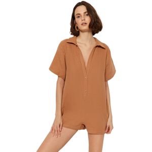 Trendyol Zwarte, Wijde Geweven Mousseline Strandjumpsuit Tbess23Tu00001