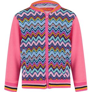 4PRESIDENT Sweater meisjes - Neon Pink/Zigzag AOP - Maat 110 - Meisjes trui
