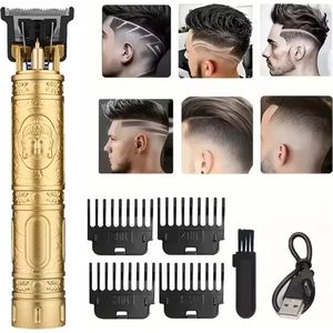 Professionele Draadloze T-blade Tondeuse Trimmer -Klassieke Baardtrimmer - Tondeuse Mannen Hoofdhaar - Cheveux Haar - Haartrimmer - Kapper Haar Machine - Haartondeuse - Barber Hair Clipper - Kappersset Goudkleurig