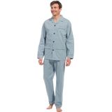 Robson Heren pyjama katoen knoopsluiting - 507 - 52 - Blauw.