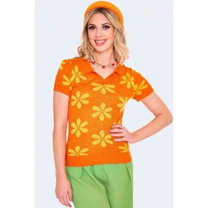 Voodoo Vixen - 60s Knitted Flower Sweater/trui - L - Oranje