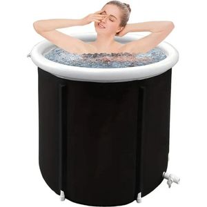 Livano Ijsbad - Zitbad - Ice Bath - Dompelbad - Opblaasbaar - Wim Hof Methode - Zwart - 80x80