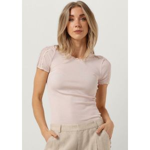Rosemunde Benita Silk T-shirt W/ Lace Tops & T-shirts Dames - Shirt - Lichtroze - Maat XL