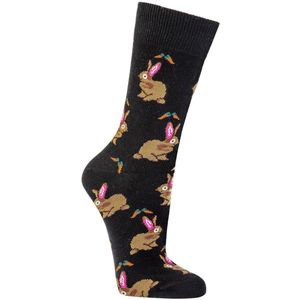 Damessokken | grappige sokken | happy socks printjes | thema ""hazen"" | maat 36-41 | per 2 paar