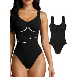 Nivard Bodysuit Dames - Jumpsuit - Corrigerend Ondergoed - Body plunge - Lingerie - Setje Vrouwen - Zwart - Maat XXL