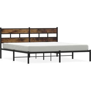 vidaXL - Bedframe - zonder - matras - metaal - gerookt - eikenkleurig - 200x200 - cm